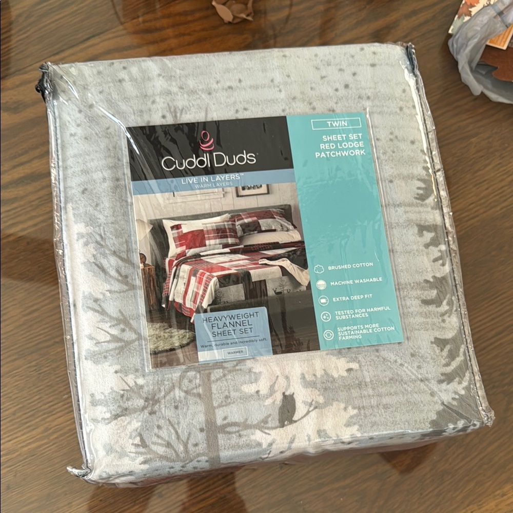 Cuddl Duds Red Lodge Patchwork Twin Sheet Set